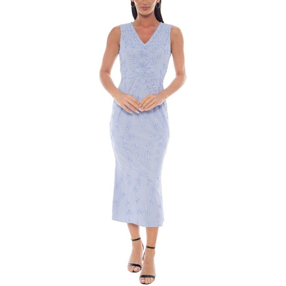 Oleg Cassini Womens  Midi Dress, Blue